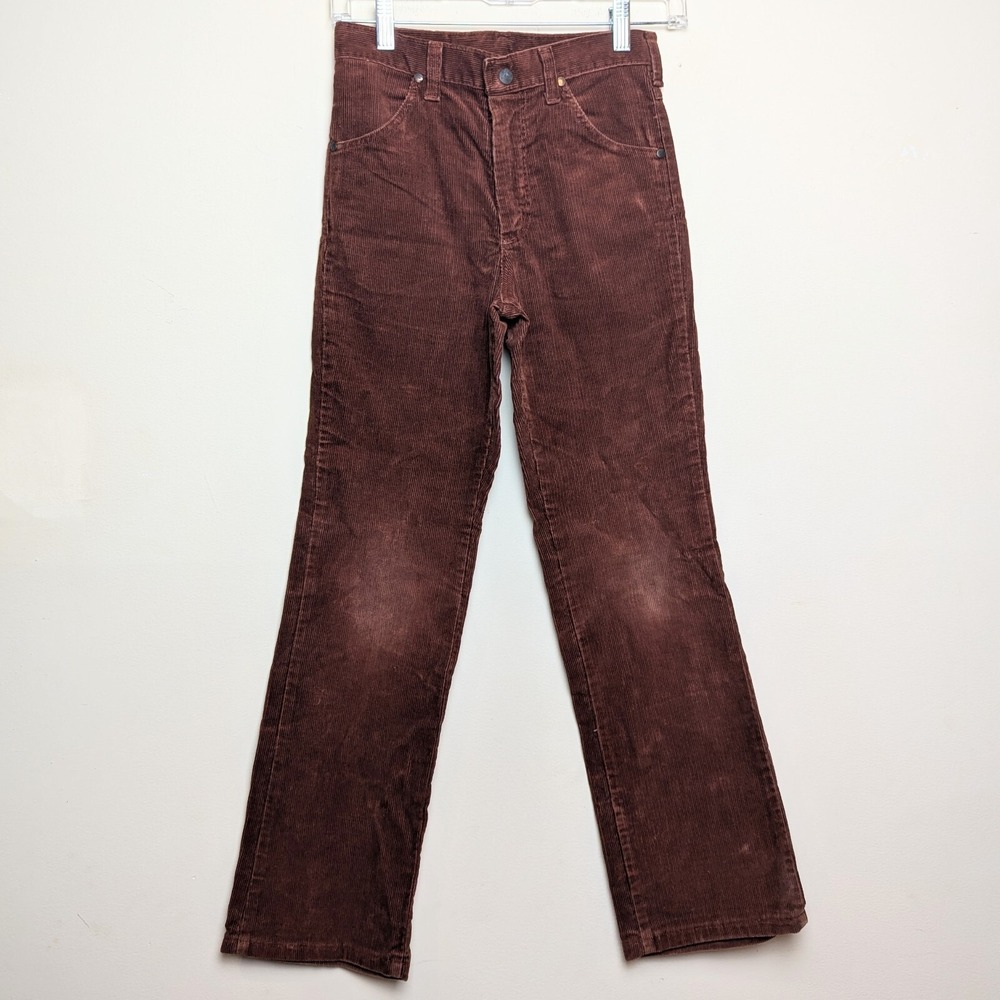 Vintage Wrangler 70s Corduroy‎ Boys Youth 12 Regular Straight Brown Pants